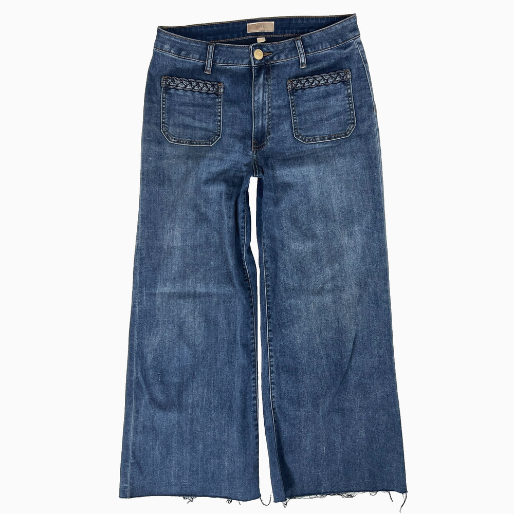 KUT from the Kloth Meg Wide Leg Jeans 10 High Rise Braided Retro 70's Boho West